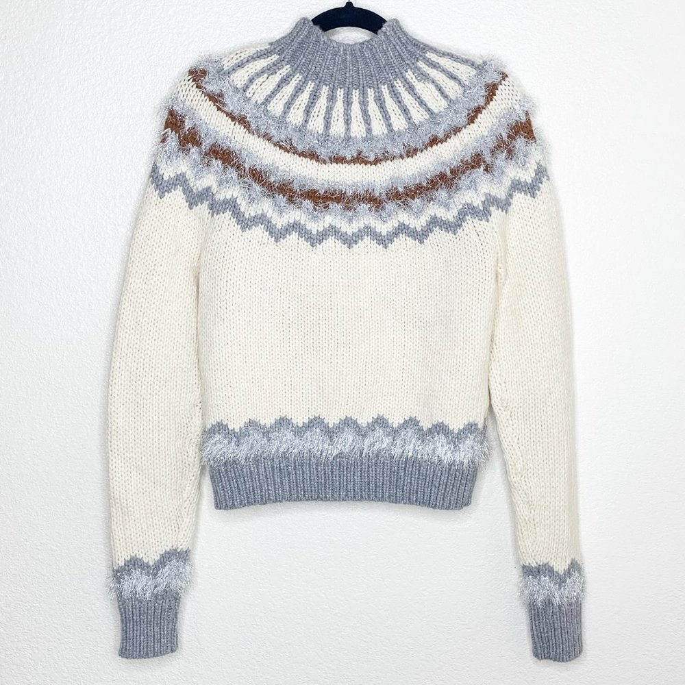 Lou & Grey Ivory & Gray Fair Isle Sweater NWT - Picture 6 of 6